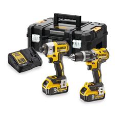 DEWALT 18 V sada  BEZUHLÍKOVÁ příklepová vrtačka DCD796 + BEZUHLÍKOVÝ rázový utahovák DCF887, 2 x Li-ion 5,0 Ah, DCK266P2T, DCK266P2T-QW